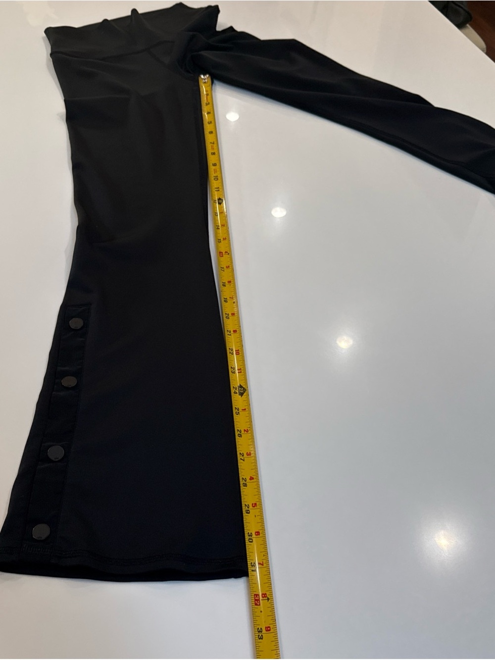 ALO Yoga Black Snap-Cuff Flare Leggings with Side Buttons - Picture 11 of 15